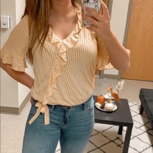 Charming Charlie Mustard Striped Top
